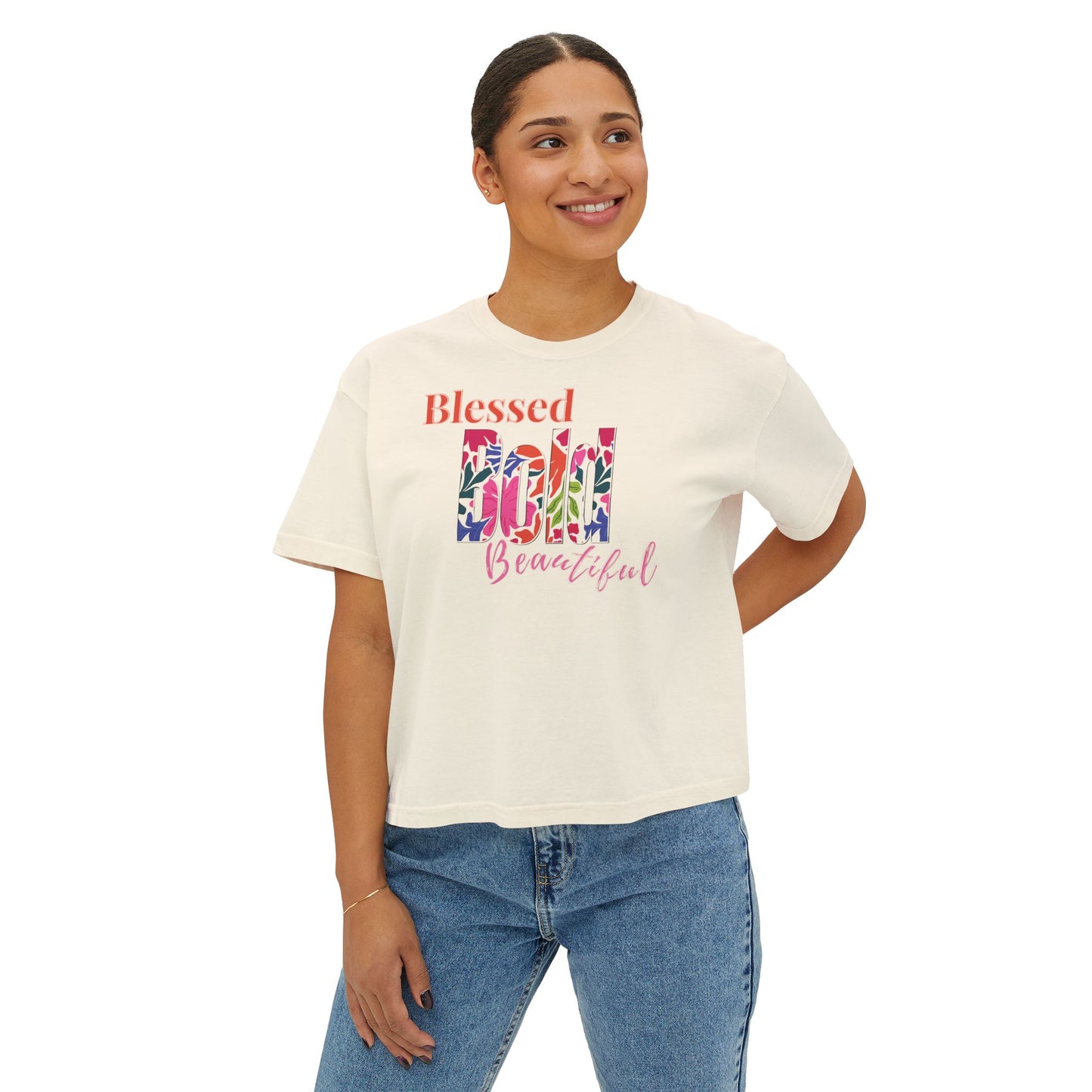 Blessed Bold Beautiful Cropped Tee - Bright Floral
