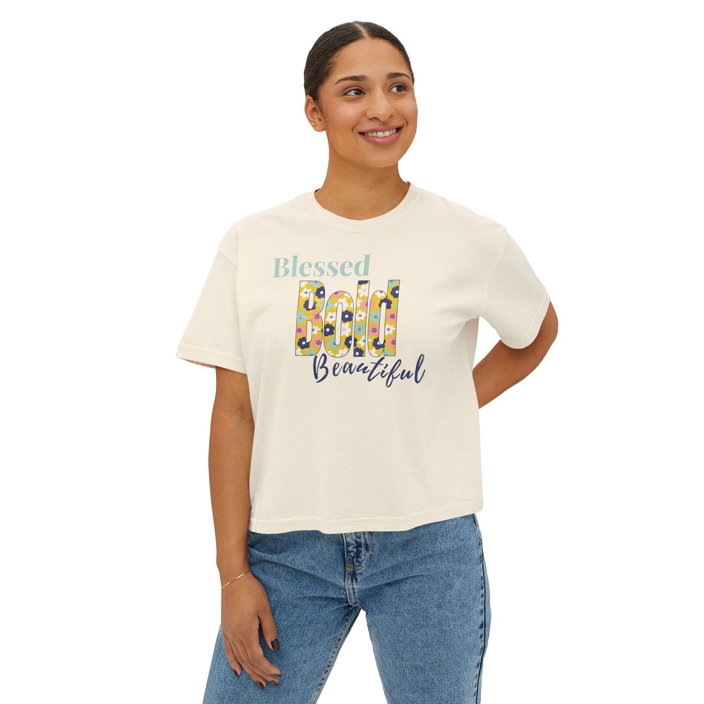 Blessed Bold Beautiful Cropped Tee - Floral