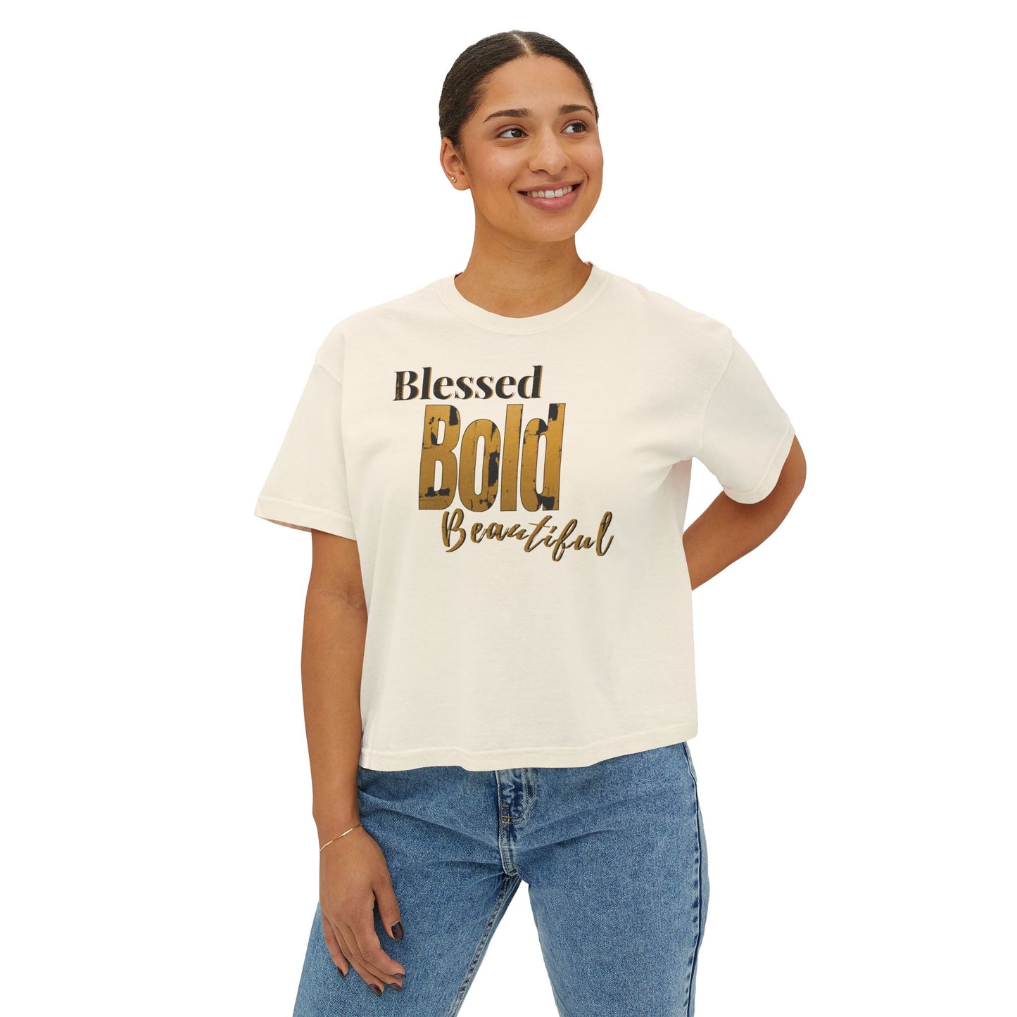 Blessed Bold Beautiful Cropped Tee - Gold