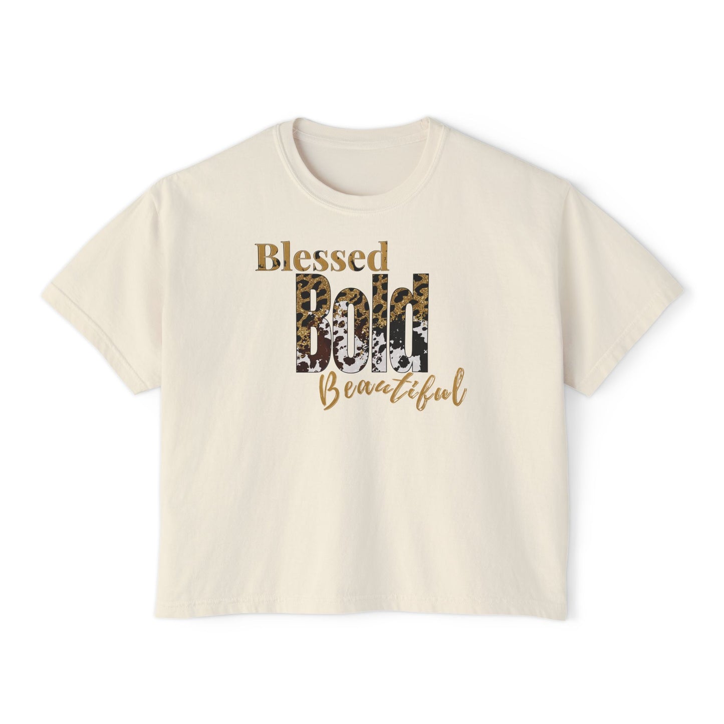 Blessed Bold Beautiful Cropped Tee - Animal Print