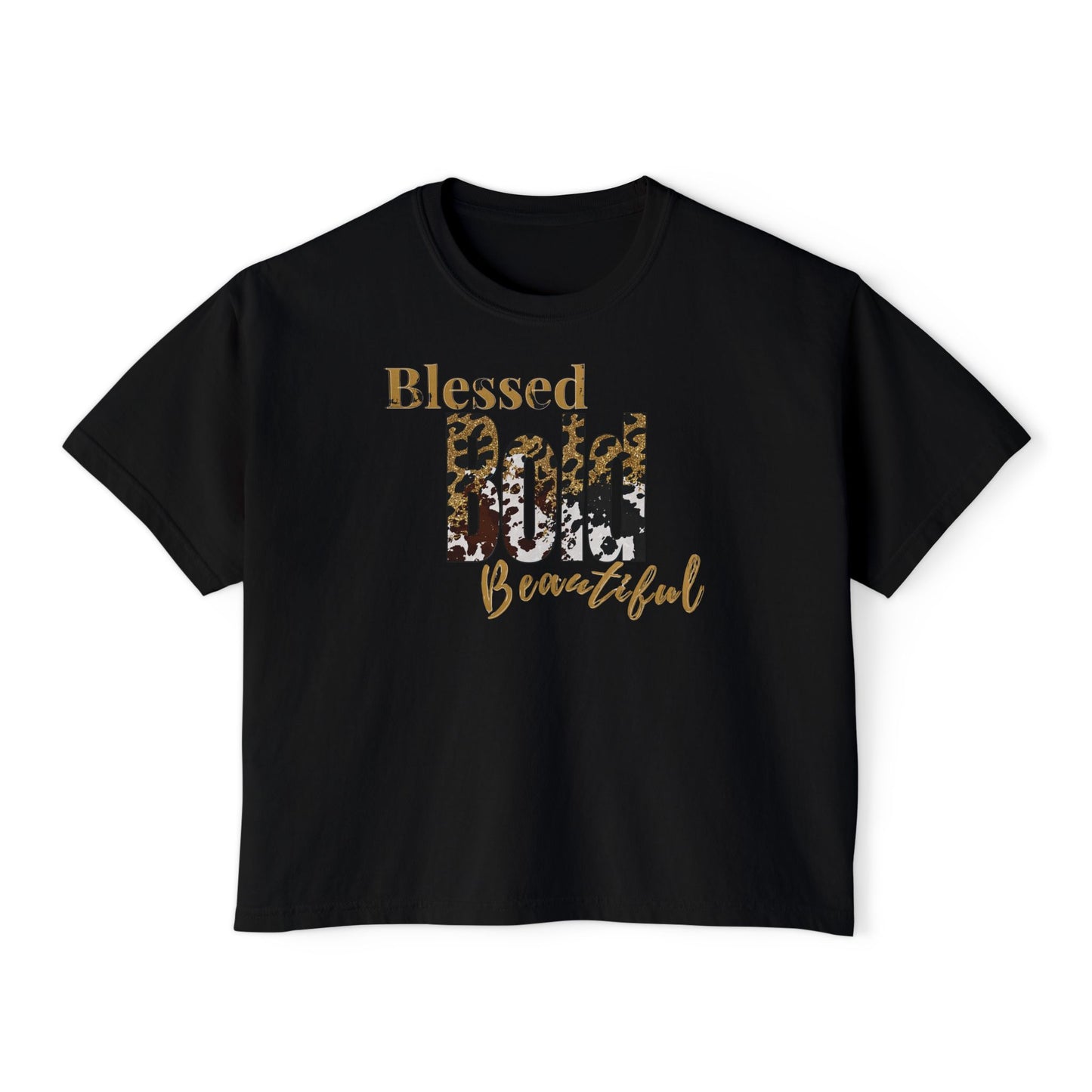 Blessed Bold Beautiful Cropped Tee - Animal Print