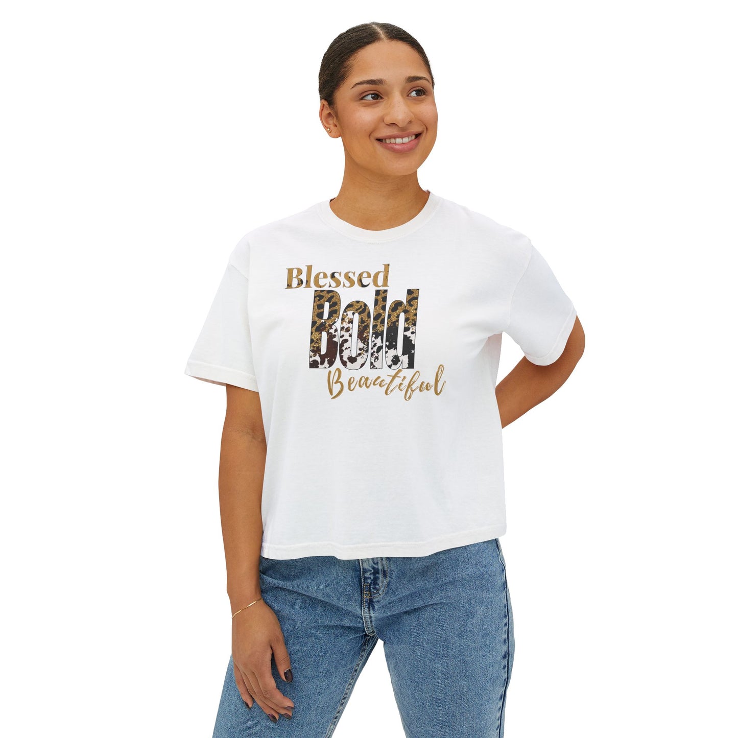 Blessed Bold Beautiful Cropped Tee - Animal Print