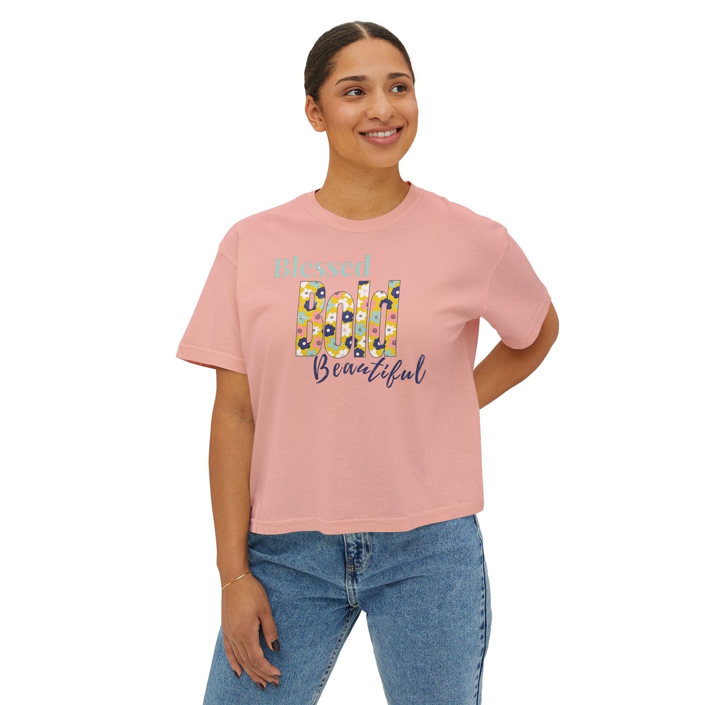 Blessed Bold Beautiful Cropped Tee - Floral