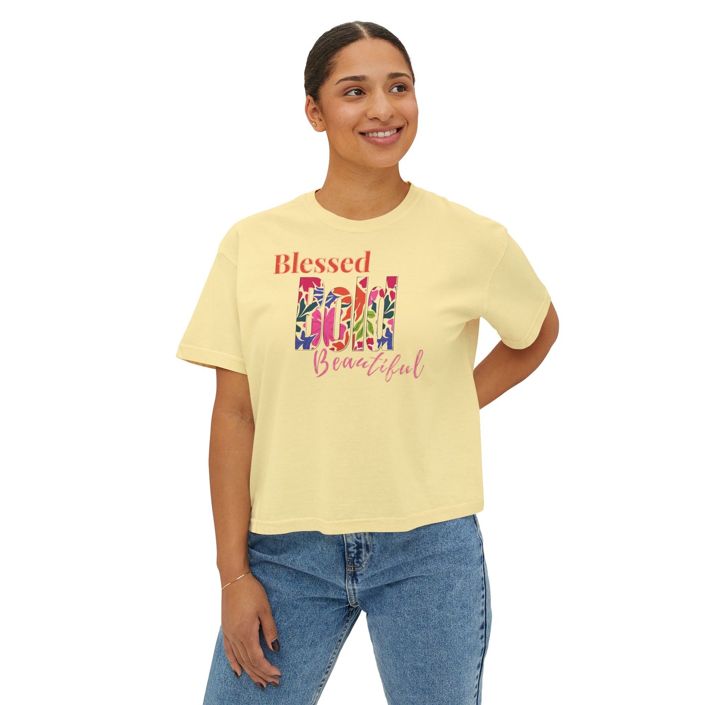 Blessed Bold Beautiful Cropped Tee - Bright Floral
