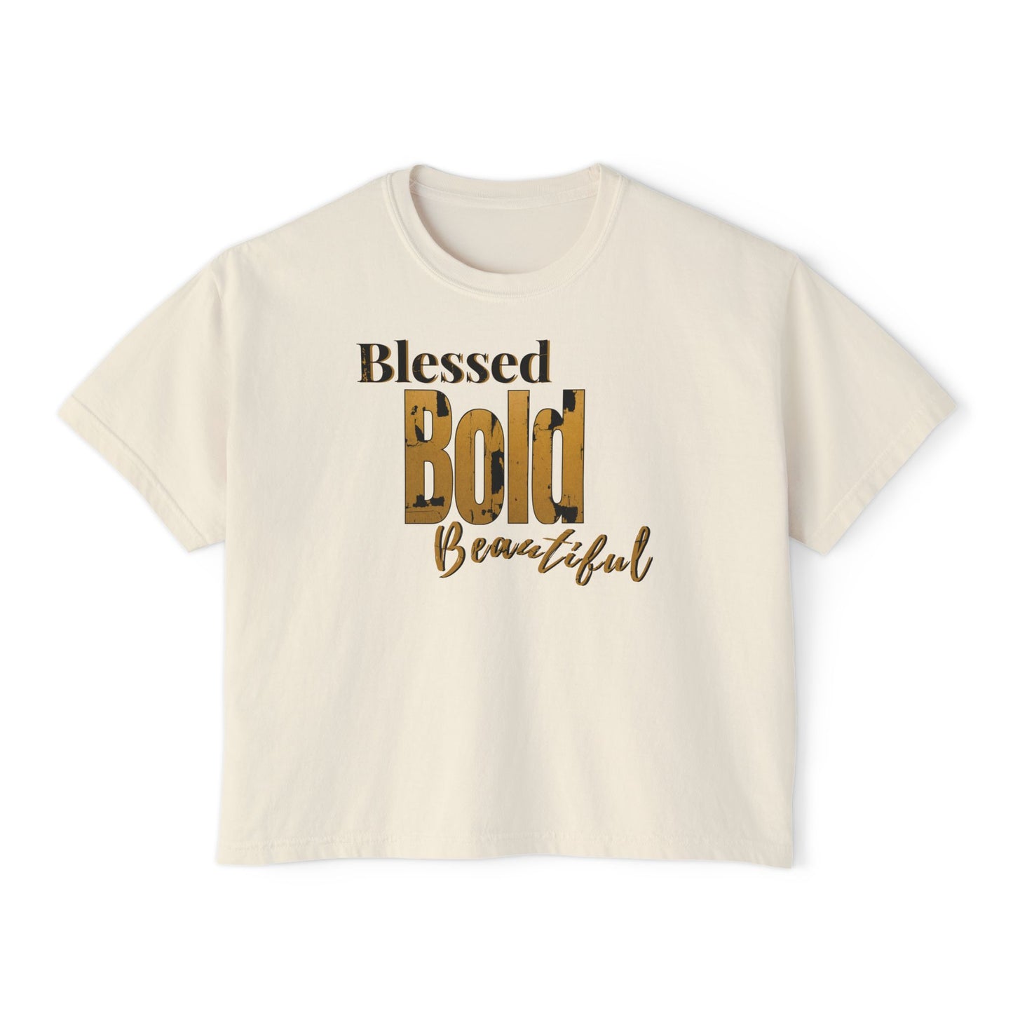 Blessed Bold Beautiful Cropped Tee - Gold