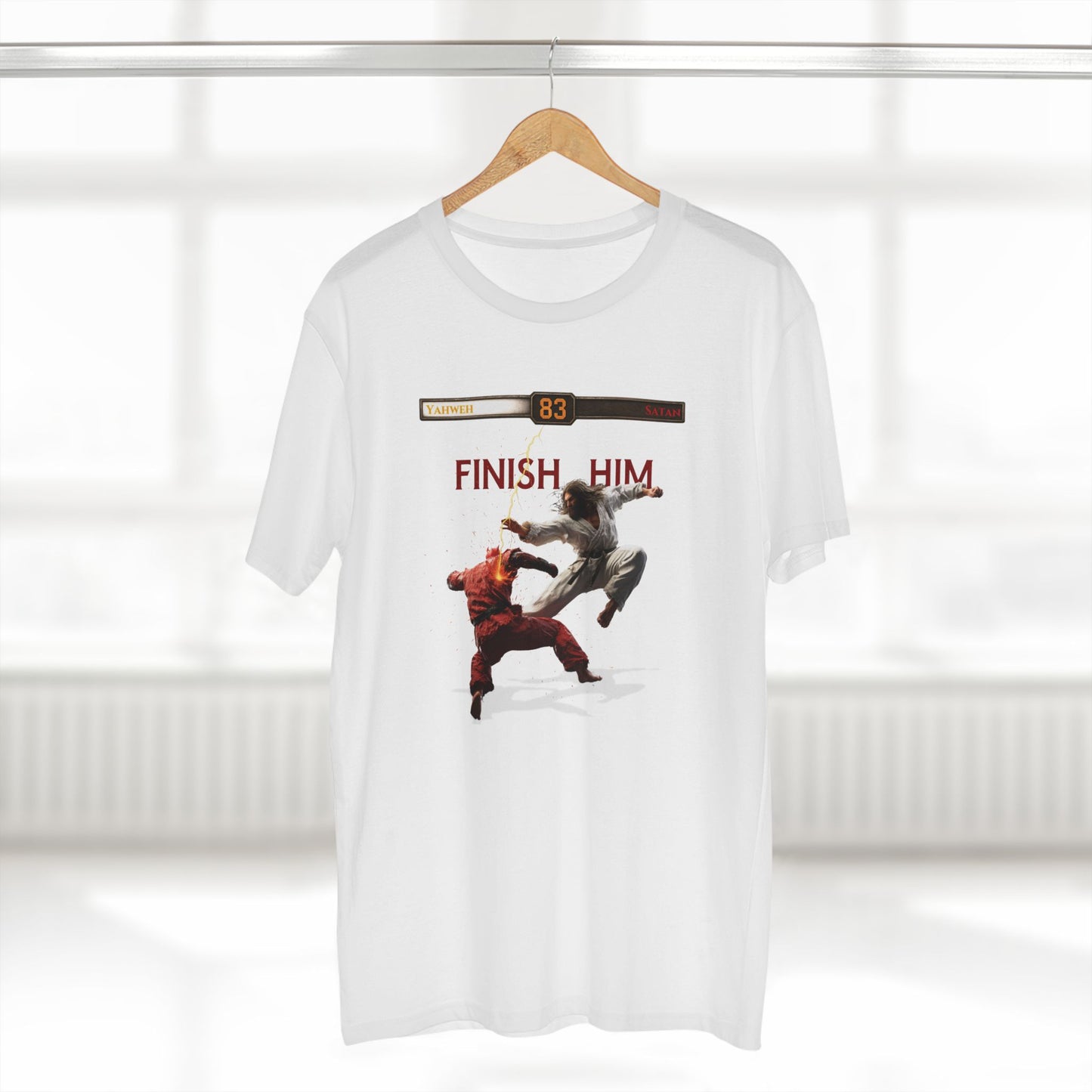 Finish Him Holy Combat T-Shirt – Yahweh vs. Satan Christian Spiritual Warfare Tee