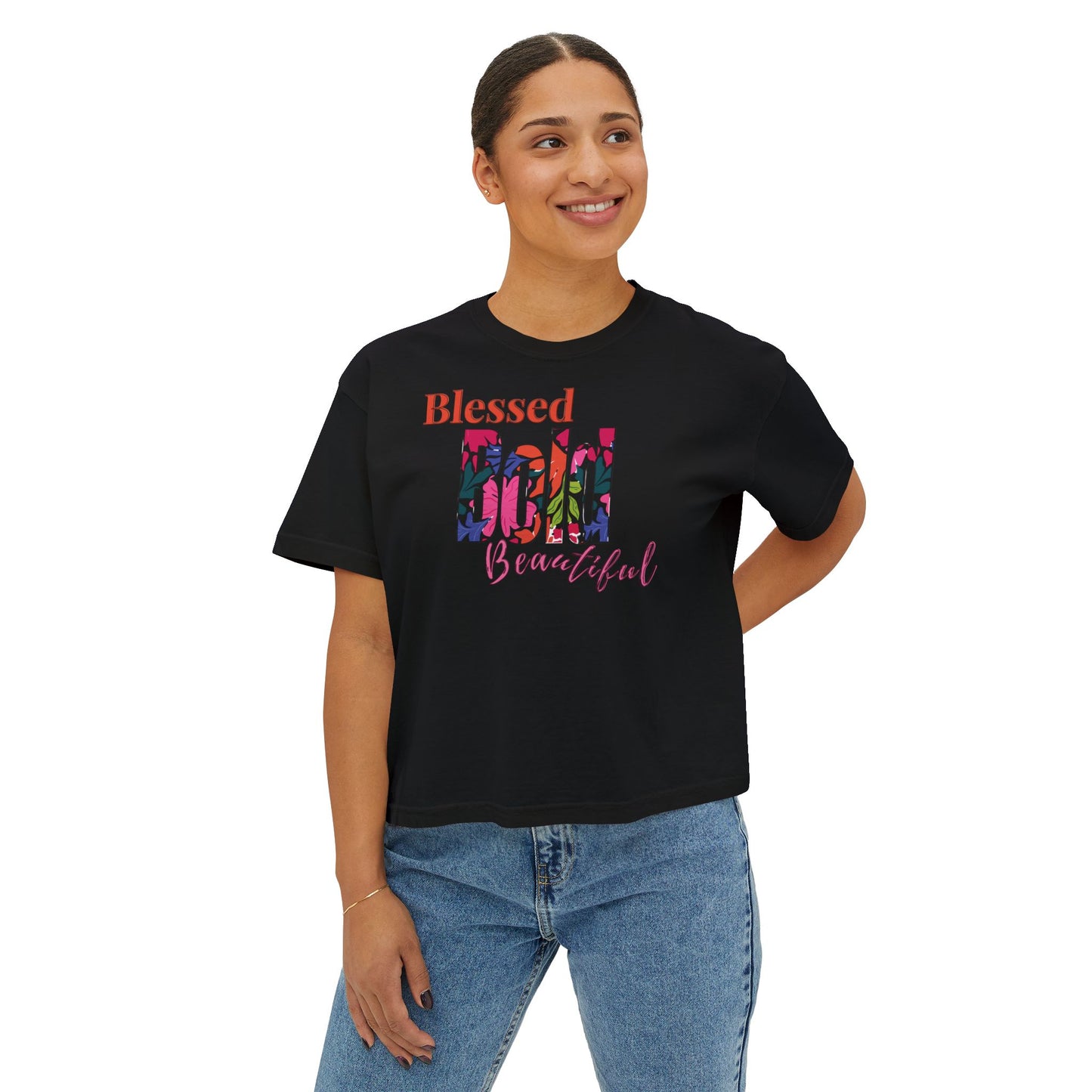 Blessed Bold Beautiful Cropped Tee - Bright Floral