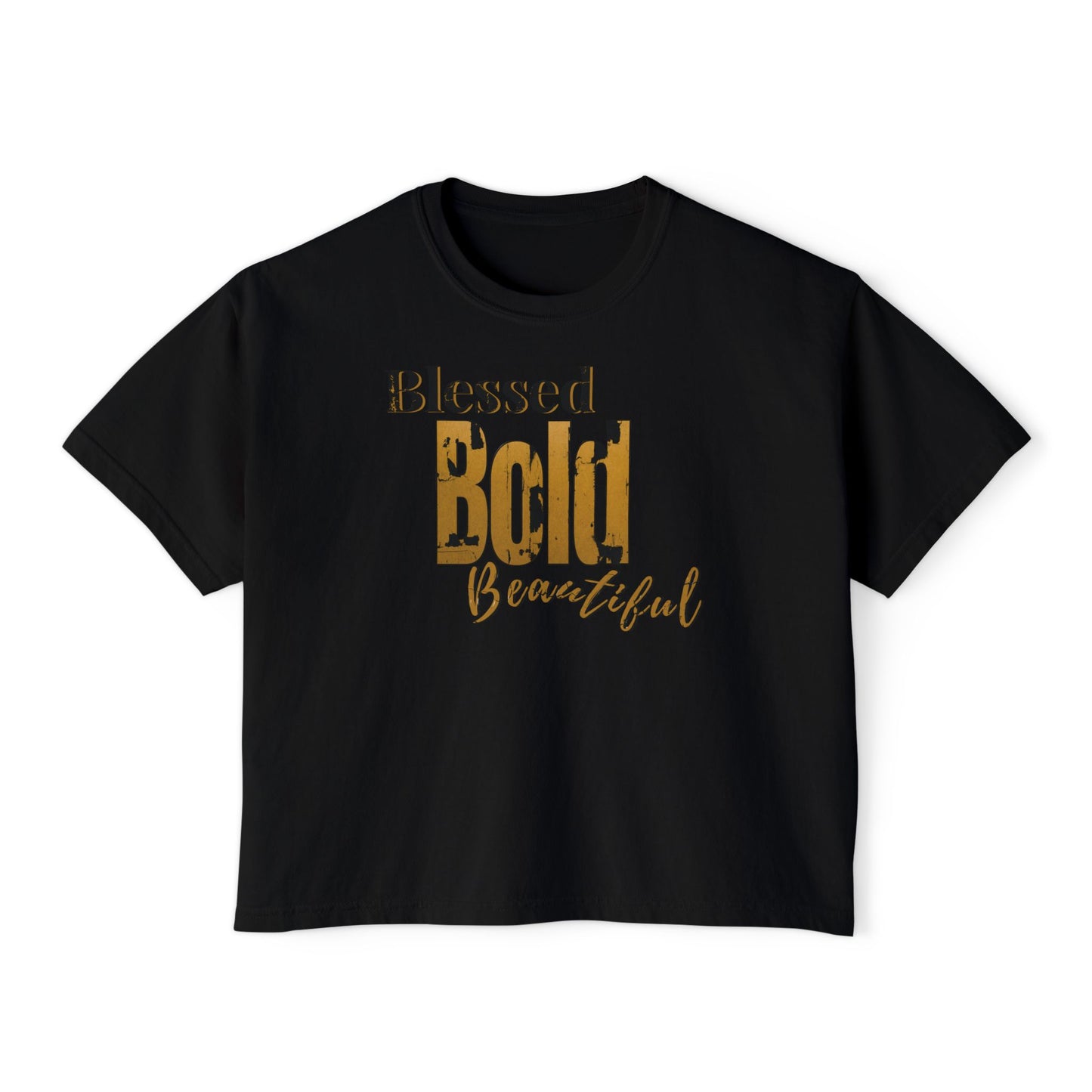 Blessed Bold Beautiful Cropped Tee - Gold