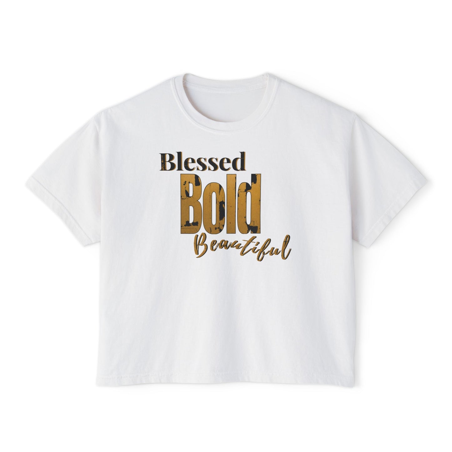 Blessed Bold Beautiful Cropped Tee - Gold