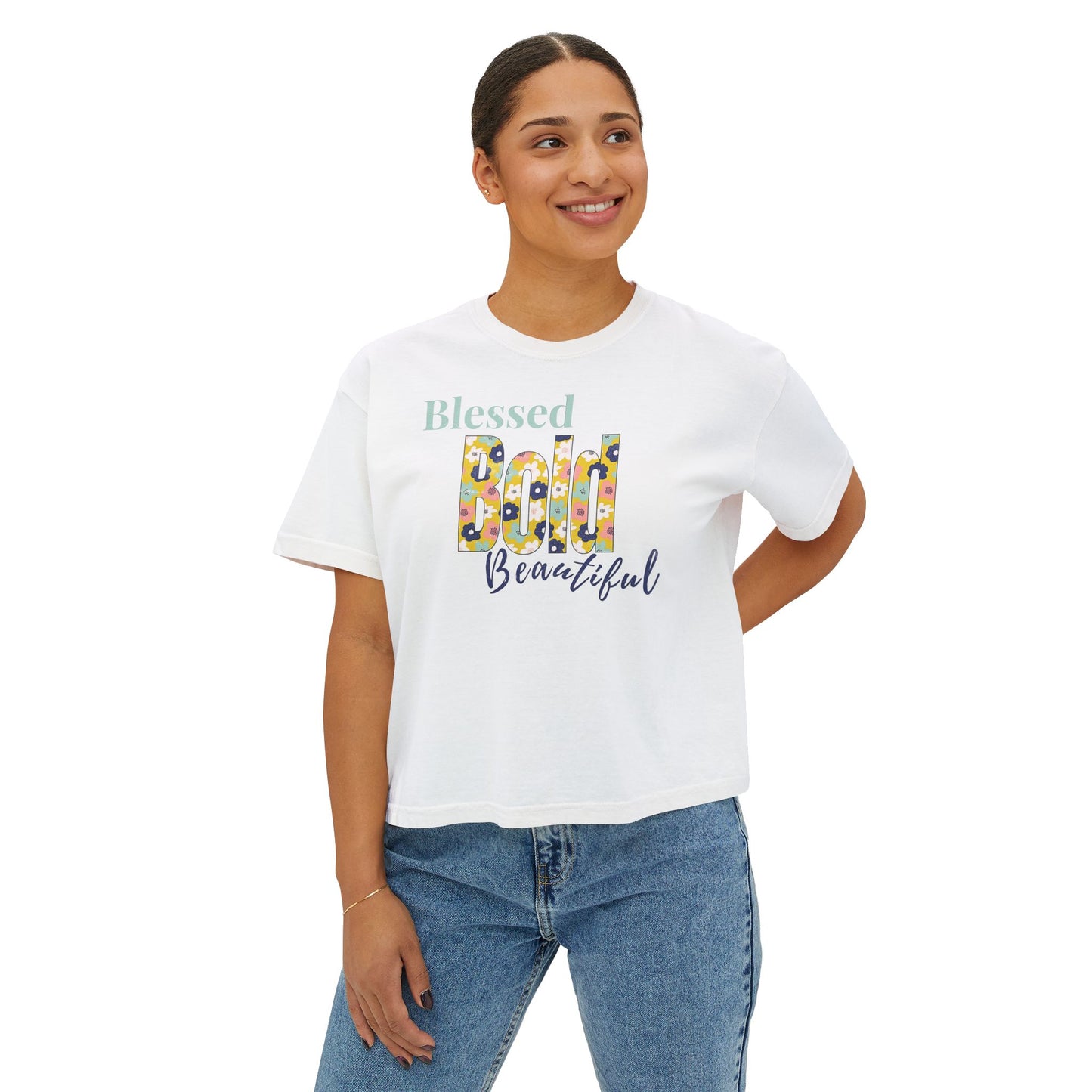 Blessed Bold Beautiful Cropped Tee - Floral
