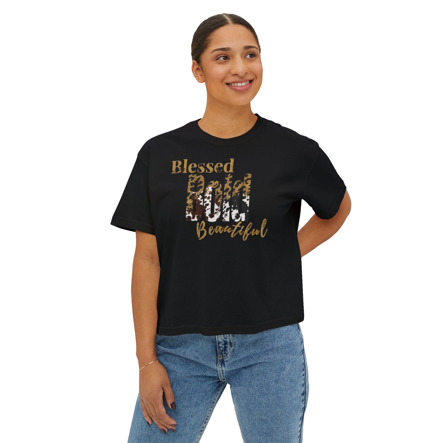 Blessed Bold Beautiful Cropped Tee - Animal Print