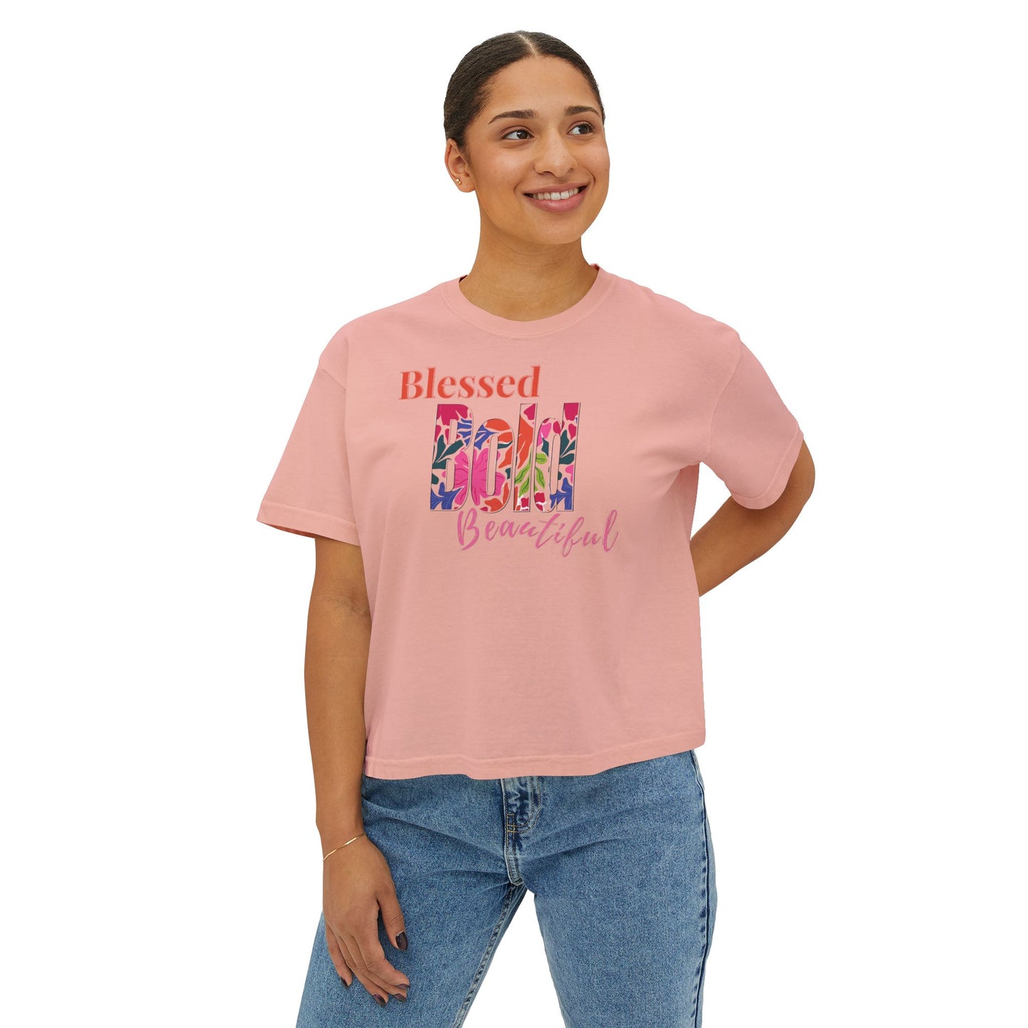 Blessed Bold Beautiful Cropped Tee - Bright Floral